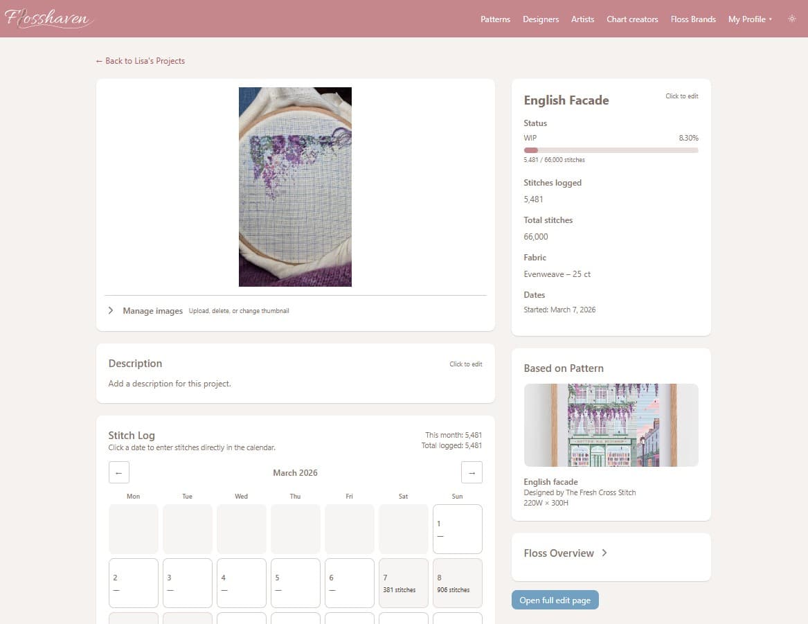 Project page with tracking