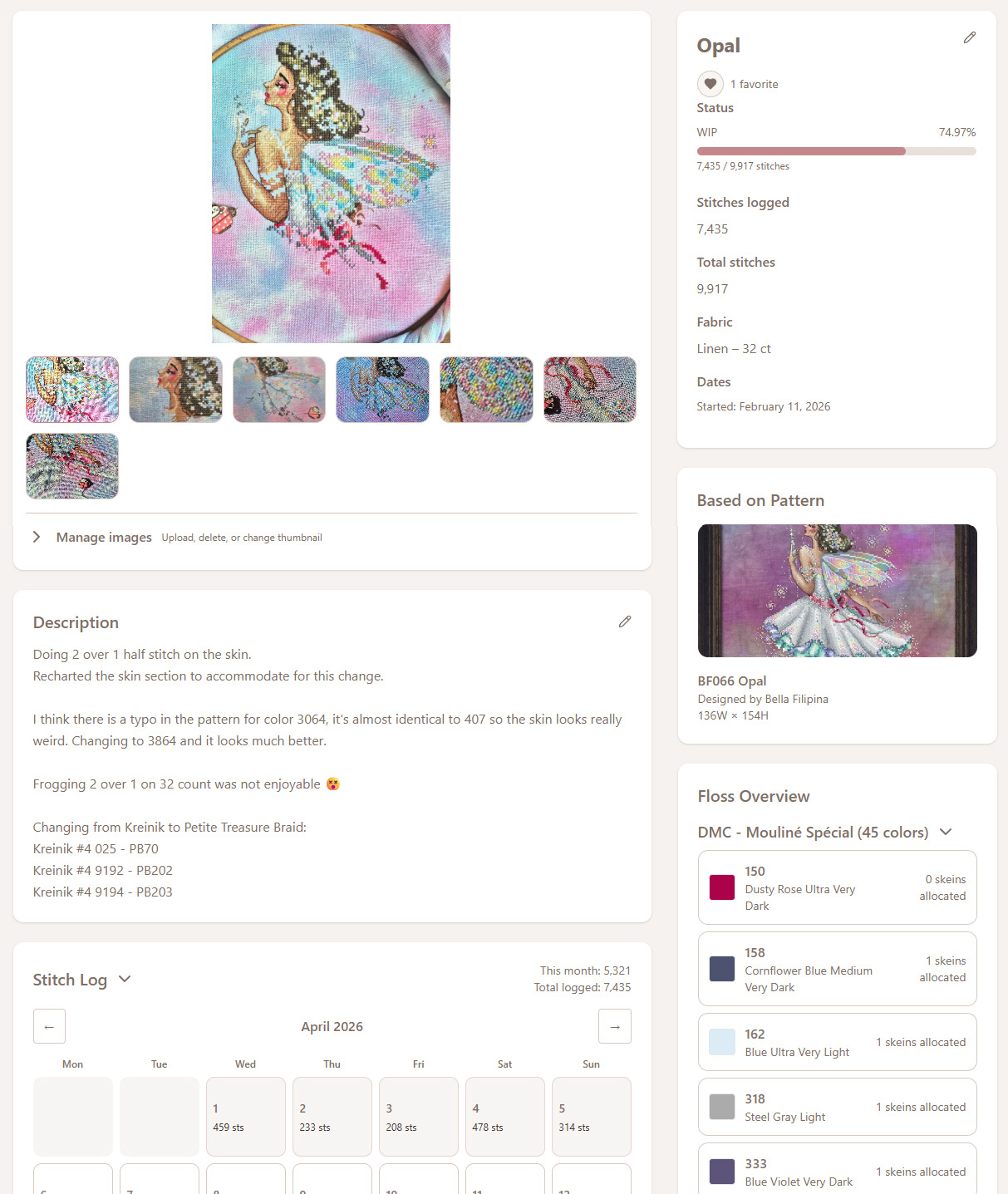 Project page with tracking